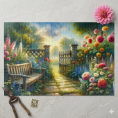 Sunlit Garden Pathway Gate Scene ジグソーパズル