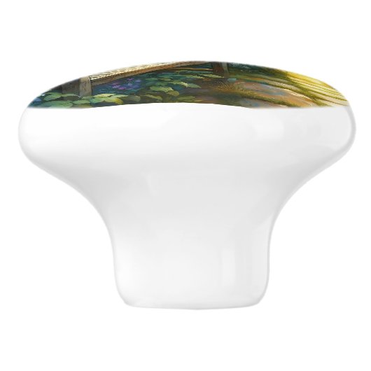 Sunlit Garden Pathway Gate Scene セラミックノブ (側面)