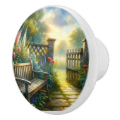 Sunlit Garden Pathway Gate Scene セラミックノブ (右)