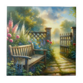 Sunlit Garden Pathway Gate Scene タイル (正面)