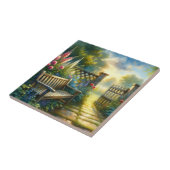 Sunlit Garden Pathway Gate Scene タイル (側面)