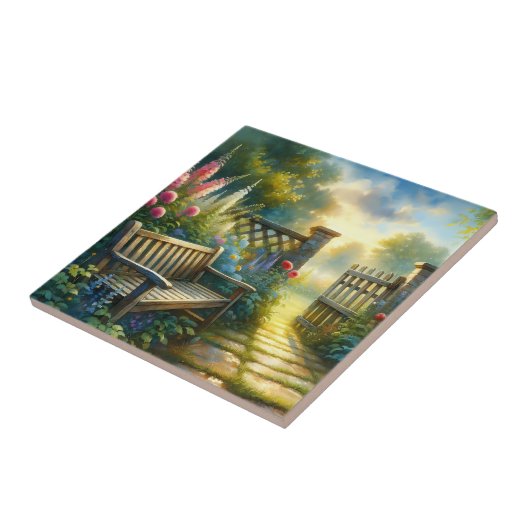 Sunlit Garden Pathway Gate Scene タイル (側面)