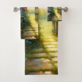 Sunlit Garden Pathway Gate Scene バスタオルセット (インサイチュ)