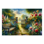 Sunlit Garden Pathway Gate Scene ポスター (正面)