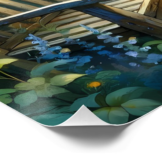 Sunlit Garden Pathway Gate Scene ポスター (コーナー)