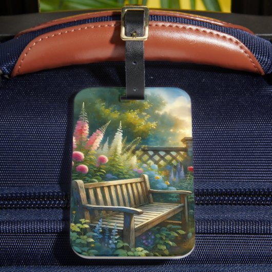 Sunlit Garden Pathway Gate Scene ラゲッジタグ (正面インサイチュ2)