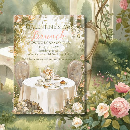 Sunlit Garden Tea Galentine Brunch Soft Florals 招待状