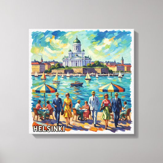 Sunlit Helsinki Waterfront Elegance Canvas キャンバスプリント (正面)