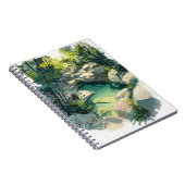 Sunlit Jungle Rock Pool Nature Escape Art Notebook ノートブック (右側)