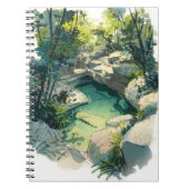 Sunlit Jungle Rock Pool Nature Escape Art Notebook ノートブック (正面)