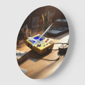 Sunlit Nostalgia: Retro Handheld Revival ラージ壁時計 (傾斜)