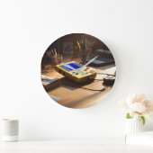 Sunlit Nostalgia: Retro Handheld Revival ラージ壁時計 (ホーム)