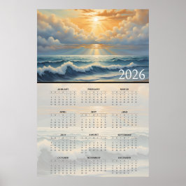 Sunlit Ocean Horizon 2026 Calendar ポスター