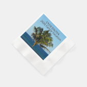 Sunlit Palm Outlook | 家族の名前と旅行の年 縁ありカクテルナプキン (角)