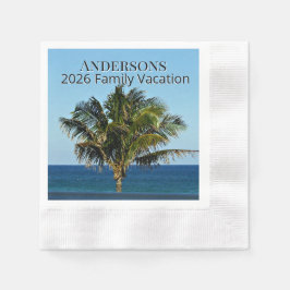 Sunlit Palm Outlook | Family Name & Trip Year 縁ありカクテルナプキン