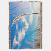 Sunlit Pampas Grass Against Deep Blue Sky スローブランケット (正面縦)