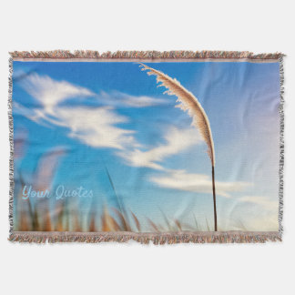 Sunlit Pampas Grass Against Deep Blue Sky スローブランケット