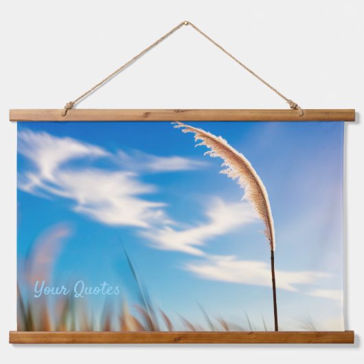 Sunlit Pampas Grass Against Deep Blue Sky 吊り下げ型タペストリー (正面)