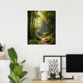 Sunlit Path Through Bamboo Forest ポスター (ホームオフィス)