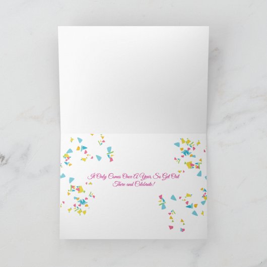 Sunlit Pink Hydrangea Happy Birthday Card カード (内部)