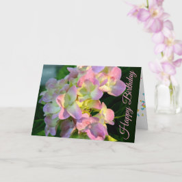 Sunlit Pink Hydrangea Happy Birthday Card カード