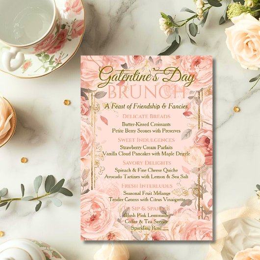 Sunlit Rococo Garden Galentine Brunch Florals Tea 招待状