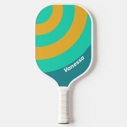 Sunlit Seas Circle Stripe with Name ピックルボールラケット (正面)