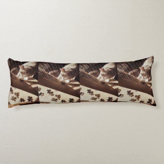 Sunlit Strings — Cat & Harp Serenity Body Pillow ボディピロー (裏面)