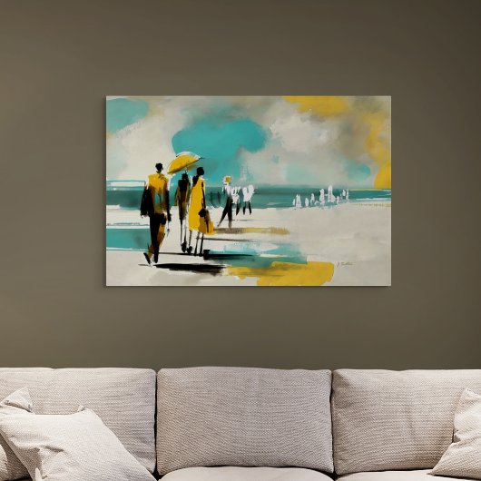 Sunlit Stroll – Abstract Figures In Open Light キャンバスプリント