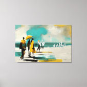 Sunlit Stroll – Abstract Figures In Open Light キャンバスプリント (正面)