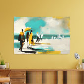 Sunlit Stroll – Abstract Figures In Open Light キャンバスプリント (インサイチュ (リビング))