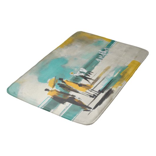 Sunlit Stroll – Abstract Figures In Open Light バスマット (アングル)