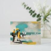 Sunlit Stroll – Abstract Figures In Open Light ポストカード (スタンド正面)