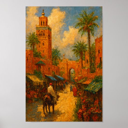 Sunlit Stroll Through Marrakech Marocco Vintage ポスター (正面)