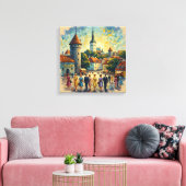 Sunlit Tallinn Old Town Square Canvas Art キャンバスプリント (インサイチュ (リビング))