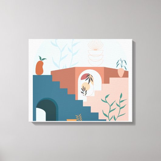 "Sunlit Terraces – Modern Abstract Wood Wall Décor キャンバスプリント (正面)