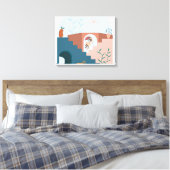 "Sunlit Terraces – Modern Abstract Wood Wall Décor キャンバスプリント (インサイチュ (寝室))