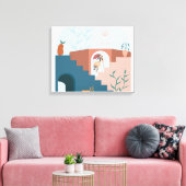 "Sunlit Terraces – Modern Abstract Wood Wall Décor キャンバスプリント (インサイチュ (リビング))