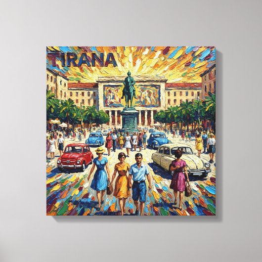 Sunlit Tirana Square Elegance Canvas Art キャンバスプリント (正面)