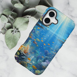 Sunlit Tropical Underwater Coral Reef iPhone 16ケース