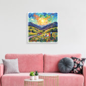 Sunlit Vaduz Alpine Meadow Landscape Canvas Art キャンバスプリント (インサイチュ (リビング))