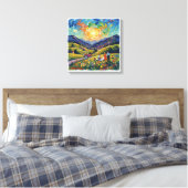 Sunlit Vaduz Alpine Meadow Landscape Canvas Art キャンバスプリント (インサイチュ (寝室))