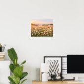 Sunlit Wildflower Meadow at Golden Sunrise ポスター (ホームオフィス)