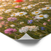 Sunlit Wildflower Meadow at Golden Sunrise ポスター (角)