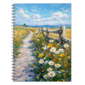 Sunlit Wildflower Path Impressionist Meadow ノートブック (正面)