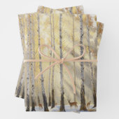 Sunlit Winter Birch Forest with Deer ラッピングペーパーシート (インサイチュ)