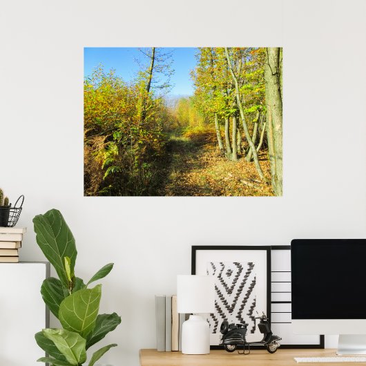 Sunlit Woods in Autumn - Personalised ポスター (ホームオフィス)