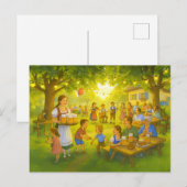 Sunny Bavarian Beer Garden in Summer シーズンポストカード (正面/裏面)