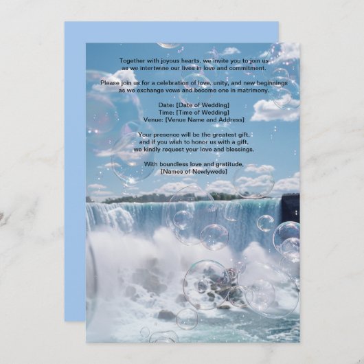 Sunny Bubbly Waterfall Wedding Invitation 招待状 (正面/裏面)