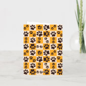 Sunny Cat Paw Print Checkerboard カード (裏面)